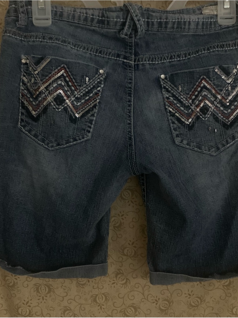 Lei Ashley Low Rise Classic Dark Blue Denim Bermuda Shorts - Women - Picture 4 of 6